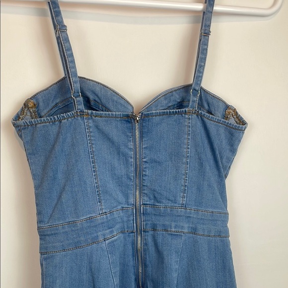 Stylish Blue Skinny Denim Jumpsuit - Picture 4 of 4